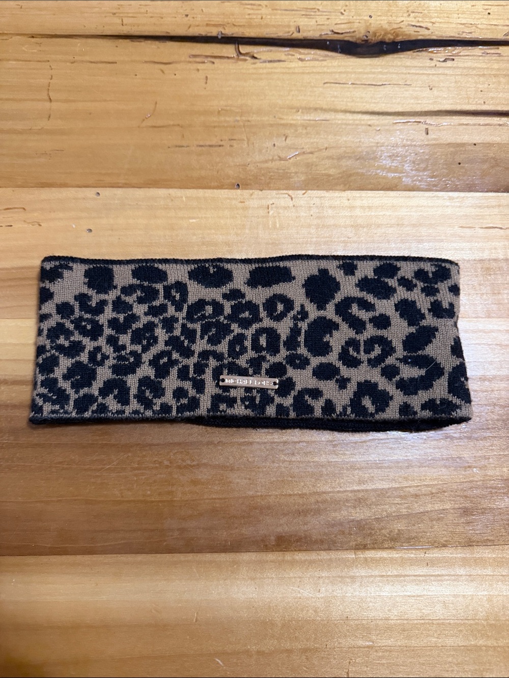 Michael Kors Leopard-Print Knit Headband in Tan and Black